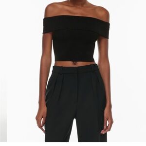 NWT Aritizia Babaton Sculpt Knit Off-Shoulder Top Small